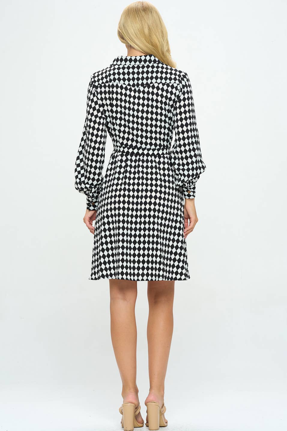 70's Style Checkered Button Down Dress