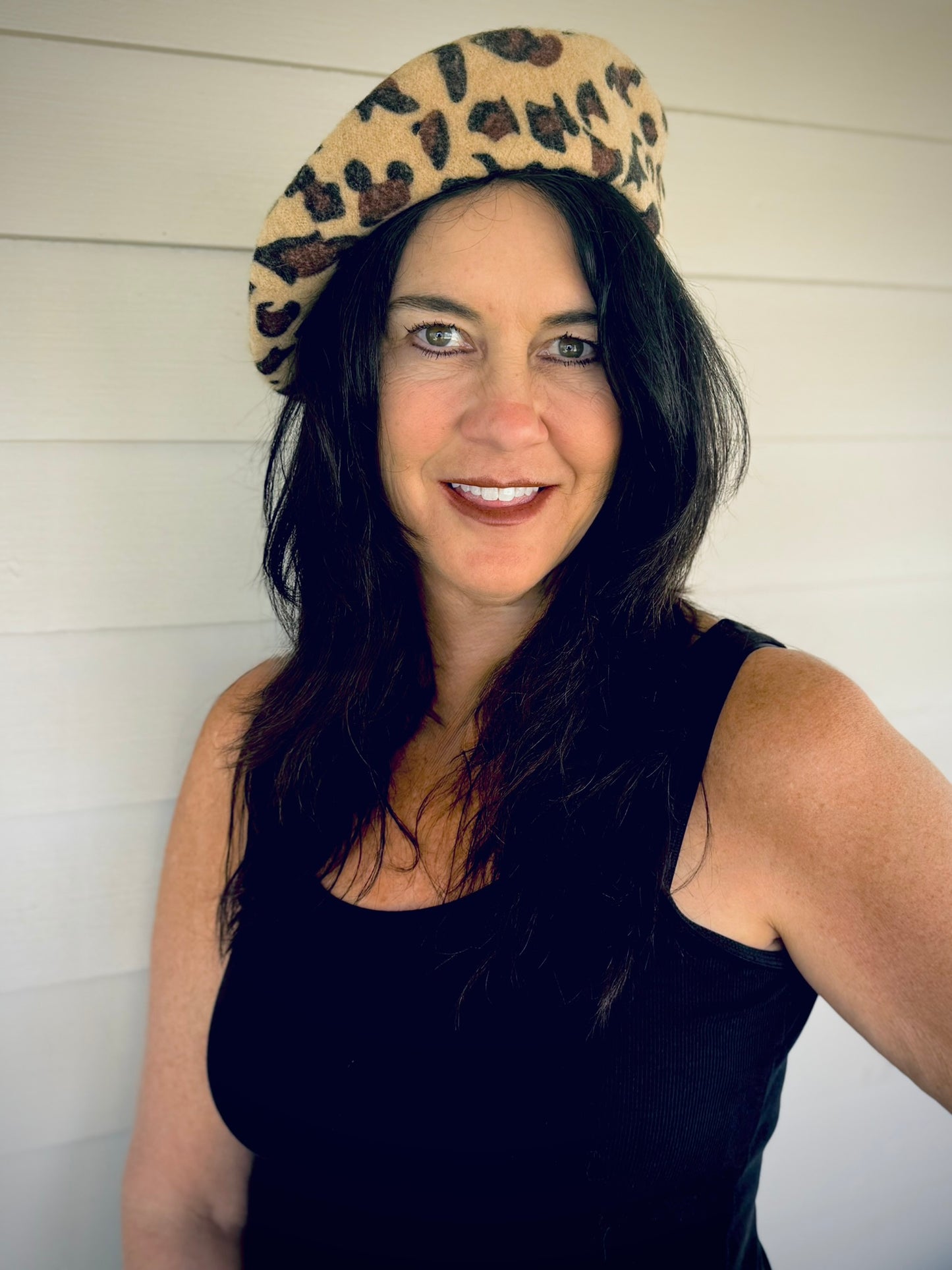 French Wool Leopard Print Beret