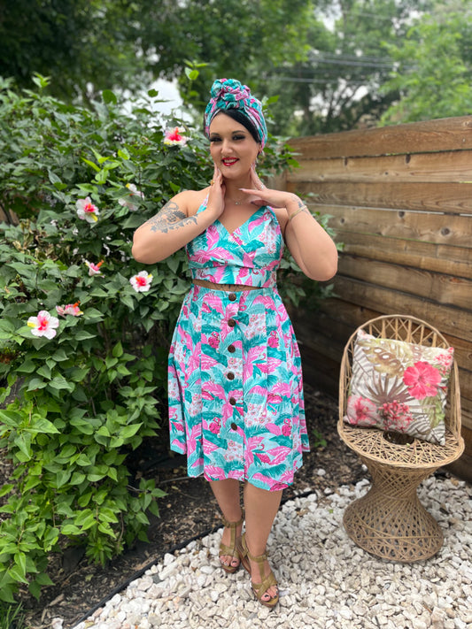 Tootie's Summer Playsuit & Turban - Flamingo Print
