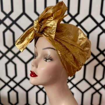 Tootie's Turbans - Gold Lame Long Tie Turban