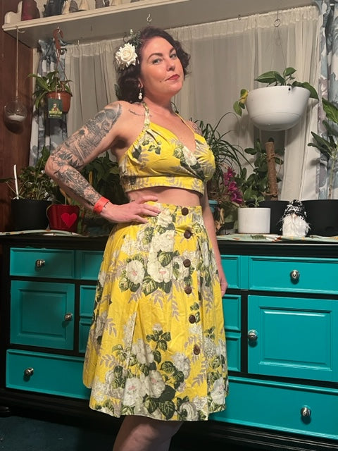 Tootie's Summer Playsuit - Yellow Floral