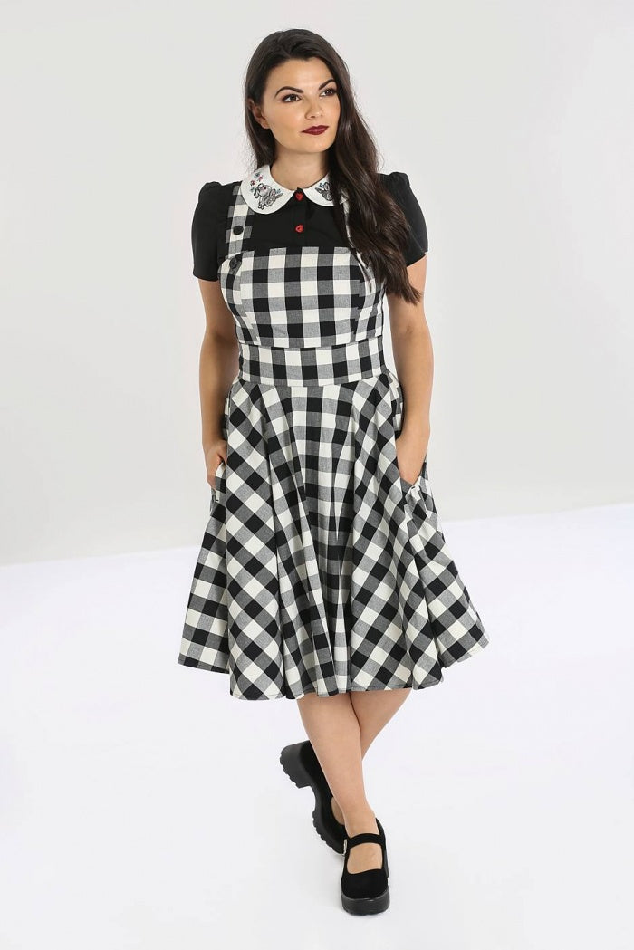 SALE Black & White Gingham Pinafore Dress