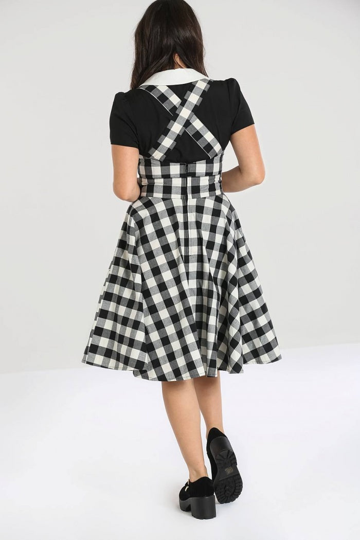 SALE Black & White Gingham Pinafore Dress
