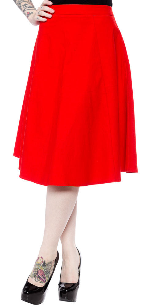 SALE Sourpuss Red Swing Skirt The Hop
