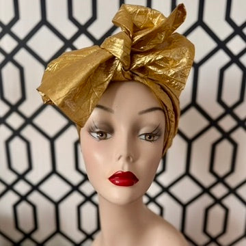 Tootie's Turbans - Gold Lame Long Tie Turban