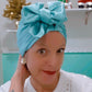 Tootie's Turbans - Teal Satin Long Tie Turban