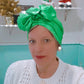 Tootie's Turbans - Green Satin Long Tie Turban