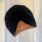 Tootie's Turbans - Black Velvet & Brown Polka Dot Reversible