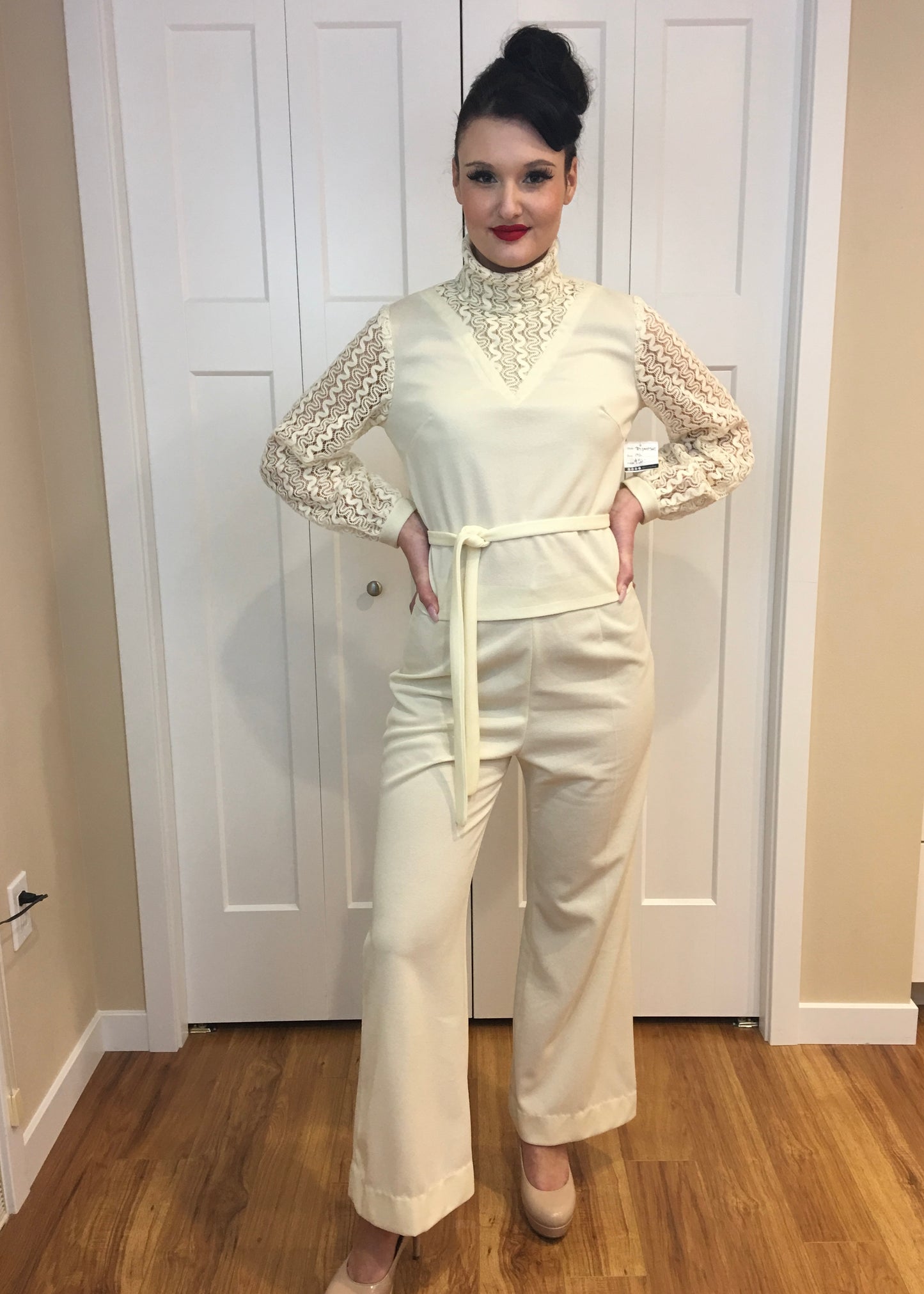 Vintage 1970's Ivory 2 Piece Pant & Top