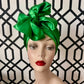 Tootie's Turbans - Green Satin Long Tie Turban