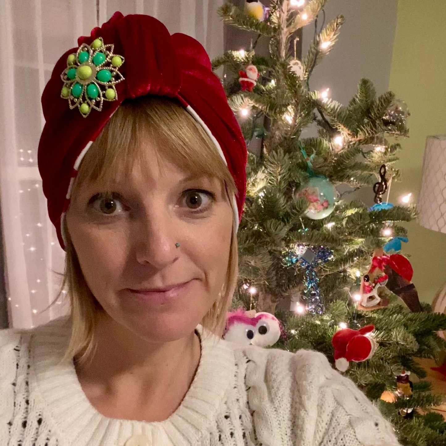 Tootie's Turbans - Red Velvet & White Reversible