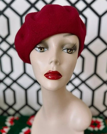 French Wool Beret in Burgundy