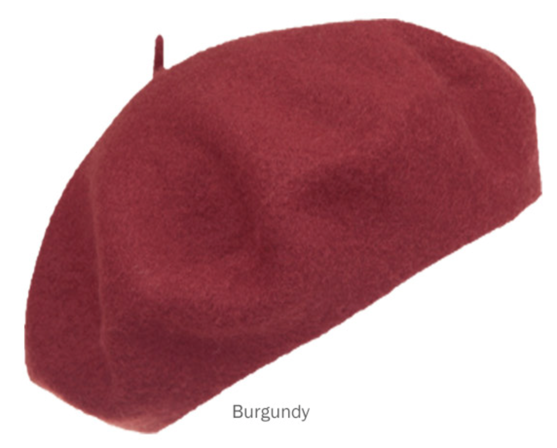 French Wool Beret in Burgundy