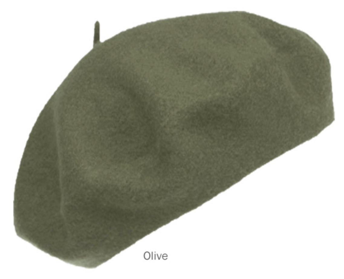 French Wool Beret in Olive Green