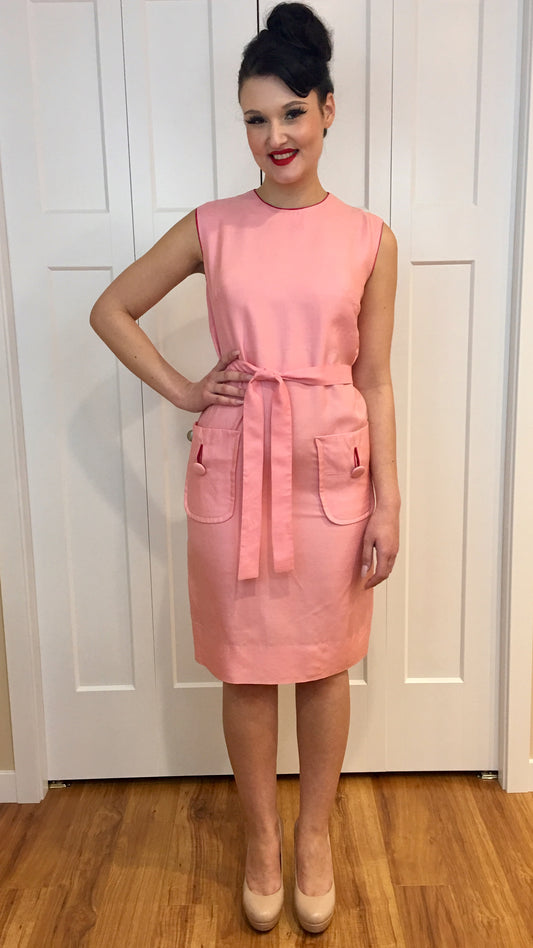 Vintage 1960's Pink Silk Shift Dress