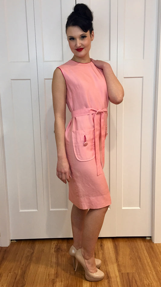 Vintage 1960's Pink Silk Shift Dress