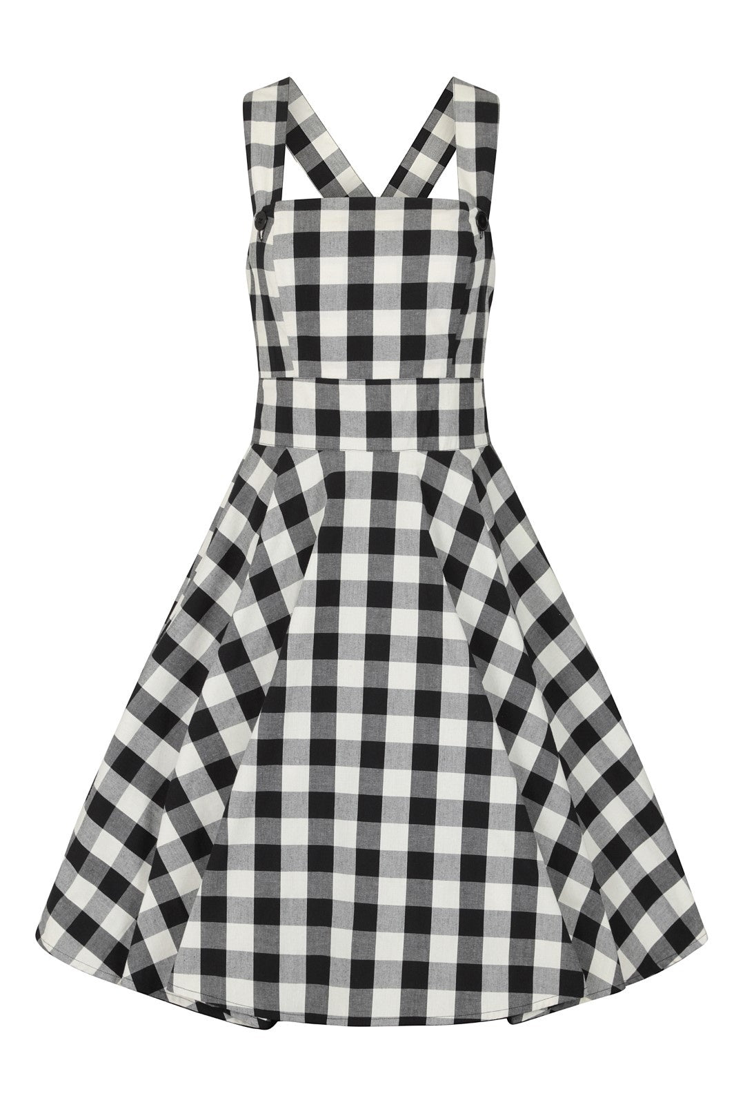Hell Bunny Victorine Pinafore Dress Black / White